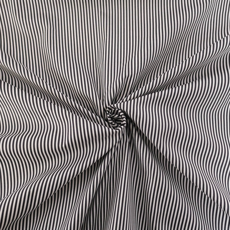 White-and-Black Striped Cotton Poplin - Maison Klem